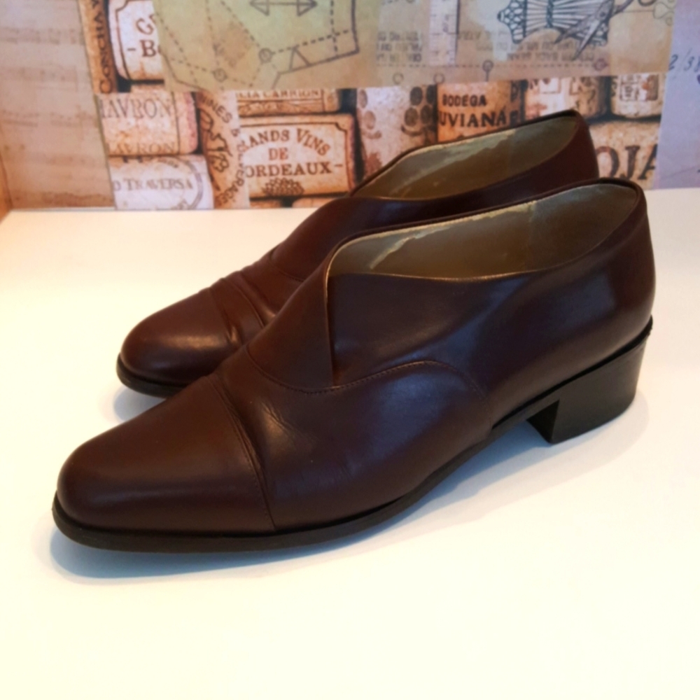 Vera Gomma SIMARD Red Brown Italian Leather Loafer Shoes, Vintage (EU 37.5) - Picture 3 of 11